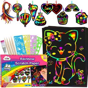 ZMLM Scratch Paper Art-Craft for Girls: Rainbow Scratch Magic Drawing Paper Pad Poal Supply Supply Attive Girl Project for 3-12 Age Kid Toy Holiday | Party | عيد ميلاد | هدية عيد الفصح للأطفال