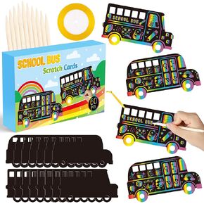 B1ykin School Bus Card Cards Gift - العودة إلى المدرسة Magic Bus Port Paper Art Kit للأطفال ، DIY First Day of Schall