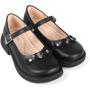 ADAMUMU Girls Dress Shoes Princess High Heel Mary Jane Glitter Shoes in Wedding Party for Toddler Little Big Girl with Bowknot Flower Velcro