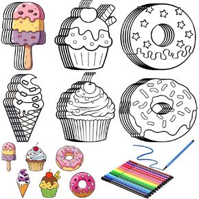 30 pcs حلو Treat Diy Crafts Magnets Kit Color Your Your Your Your For Kids Summer Dessert Ice Cream Donut Diy Coloring Magnet الحلي للأنشطة المنزلية للفصول الدراسية تفضل حفلات الثلاجة