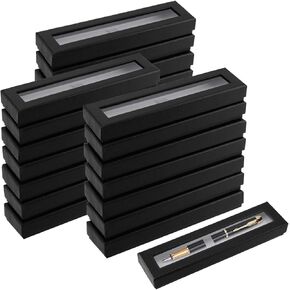 SEUNMUK 42 PCS صندوق هدايا قلم فارغ أسود ، وقضايا عرض قلم من الورق المقوى مع نافذة واضحة ، وقضية التعبئة والتغليف التقديمية لقلم واحد لأعمال هدايا المجوهر