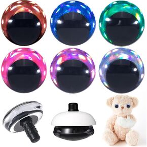 Smallcat 12pcs عيون سلامة بريق لكروشيه ، عيون الكروشيه بالليزر البلاستيكية ، أزرار عيون حرفة مستديرة للحيوانات المحشو ألعاب الكروشيه DIY- 6 ألوان