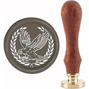 Craspire Eagle Wax Wax Seal Seal Seal ، 30 ملم رجعية خمر قابلة للإزالة رأس من النحاس مع مقبض الخشب لبطاقات دعوات الزفاف غلاف الهدية