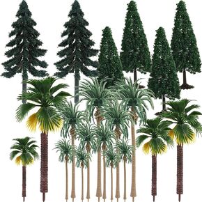 Model Miniature Forest Plastic Toy Trees Bushes Rainforest Diorama Supplies Train Scenery Mini Coconut Palm Plant Crafts Cedar Firs 20