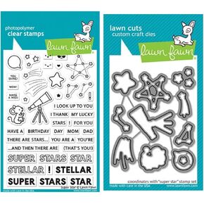 Lawn Fawn Super Star 4 "X6" مجموعة ختم واضحة وتنسيق مجموعة مخصصة للحرف المخصصة (LF2241 ، LF2242) ، حزمة من عنصرين