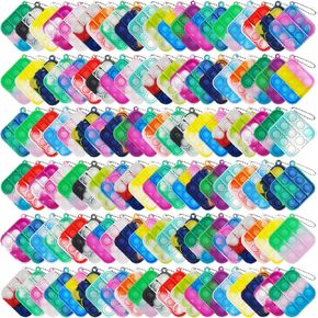 120 Pcs Mini Pop Bubble Fidget Keychain Toys, Small Silicone Stress Relief Toys for Party Favors, Classroom Prizes, Goodie Bag Stuffers Halloween Christmas Valentine Gift for Kid Student