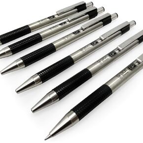 Zebra G -301 قلم كرة السحب القابلة للسحب - برميل من الفولاذ المقاوم للصدأ - 0.7 مم - الحبر الأسود - حزمة 6