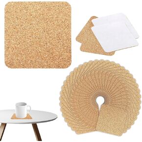 60 PCS sthesive sthesive corkers square rounded corner 4 × 4 cork mats choets for diy chasters packing backing pludies (square)