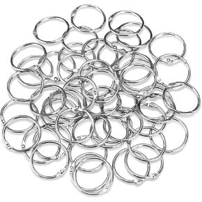 Metal Book Rings, 1 Inch Nickel Plated, 30 Pack, Silver Binder Clips for Index Cards and Paper
