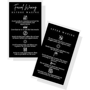 Facial Waxing Before & Aftercare Instruction Cards - 50 Pack, 2x3.5' Business Card Size, Cards for Estheticians