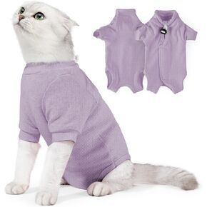 Cat Surgery Recovery Suit - E-Collar Alternative Anti-Licking Spay/Neuter Bodysuit, Soft Pet Surgical Pajamas for Cats, Abdominal Wound Onesie (Pink, Medium)