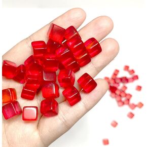 200pcs 8mm/0.3 "أكريليك سوبر صغير صافي العدد الشفافة العلامات مكعبات متعددة الألوان D6 زهر فارغ لألعاب الطاولة (أحمر)