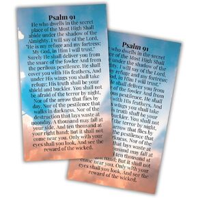 Psalms 91 Prayer for Protection Wallet Cards 30pk 2x3.5" Verses Black Gray Ombre Design New Drivers Pocket Encouragement Sky Colorful