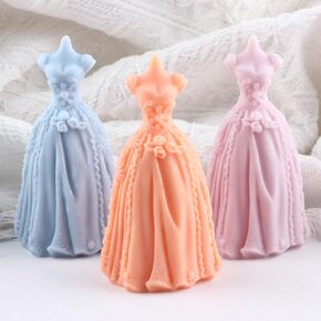 Wedding Dress Candle Mold Bride Dress Silicone Candle Molds Wedding Dress Resin Casting Mold for Candle Home Decorate Mold Candle Making Aromatherapy Gypsum Candles Clay Craft