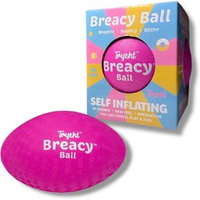 Self Inflating Ball 5", Rubber New Feel Breacy Ball, Hi Bouncy, Never Need Pump, Neon Purple, Playground Balls, Handball, Dodgeballs, Picnic and School Perfect All Ages Play in and Outdoor