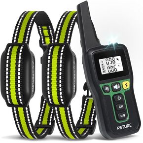 Dog Training Collar, 3300Ft Range E Collar with Beep Vibration Static and Auto Mode, Rechargeable Anti Barking Collar for Dogs with Flash, IPX7 Automatic Bark Collar with Remote for All Breeds