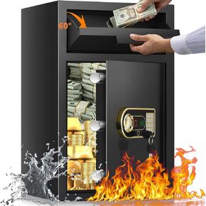 4.0 Cu ft Large Fireproof Drop Safe Box for Business, Anti-Theft Cash Drop Safe with Slot & Combination Lock, Heavy Duty Depository Slot Safes for Home Business Mail Church