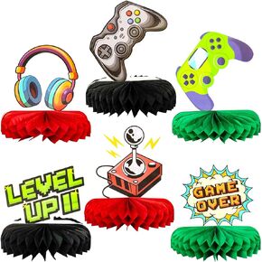 Gyufise 6pcs فيديو لعبة العسل على طاولة الجدول المركز على وحدات تحكم الجدول Gamepad Toppers مركزية ديكور للعائلة