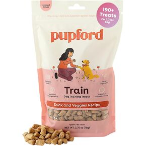 Pupford Freeze Dryze Training Treats for Dogs & Appies ، 190+ أربعة لدغات مكونات (Duck & Veggies ، 2.75 أوقية)