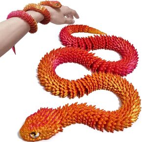23.6 in 3D Printed Snake 3D Animals Toys Articulated Flexible 3D Snake Figure Adults Fidget Toys Desktop Cute Pet Snake Collectibles Home Office Decor Executive Desk Ornaments (Green)