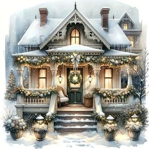 Huacan Diamond Painting Diamond Art Kit Winter House DIY 5D Full Square Drill Crystal Mosaic Set Gem Art Kit Home Decor Handmade Gift 11.81 * 11.81 inch