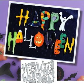Funny Letters Happy Halloween Pumpkin Snake Metal Die Cuts,Sunflower Flower Leaf Cutting Dies Cut Stencils DIY Scrapbooking Decorative Embossing Paper Scrapbooking Card Making