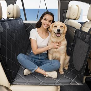 Dog Car Seat Cover for Back Seat Supports 400lb, Waterproof Back Seat Extender for Dogs with Hard Bottom with Durable Nonslip Cover Pet Hammock for Travel Car SUV
