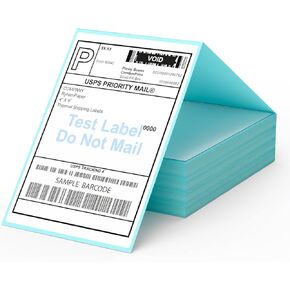 Ryhampaper 4 "× 6" Fanfold Direct Thermal Labels ، 4000 ملصقات (4 أكوام من 1000) ، خلفية زرقاء ، لاصق دائم فائق ، متوافق مع Zebra ، Intermec ، Datamax ، Printronix Printers