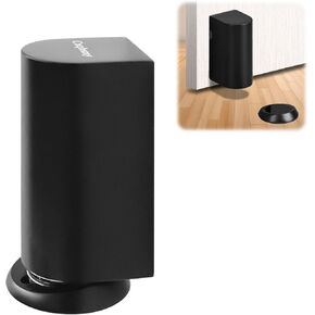 Windproof Magnetic Door Stoppers, Punch-Free Mechanical Silent Floor Door Stop, Adjustable Height for Door Gaps, Magnetic Door Catch Holder to Keep Open, No-Drill & Screws, Black