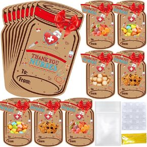 Mason Jar Nurse Thank You Cards Paper ، 24 Pack Pack Furse Week Week Cards ، Purse Card Hluds Cards for Nurse RN Hospital