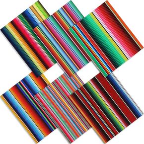 Tatuo 6 PCS Mexican Fabric 18 × 22 بوصة ملون خطوط خط القطن من المناديل القطن المربع مربع ديكور لعطلة العطلات DIY زينة الحرف اليدوية