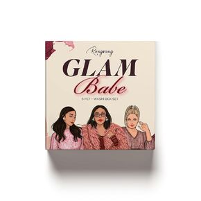 Rongrong Glam Babe Pet + Washi Tape Box Set - للقرطاسية المغنية! أشرطة أنيقة مرسومة باليد مع مشاعر الماكياج والأزياء للمخططين والمجلات والإبداعات ماكرة