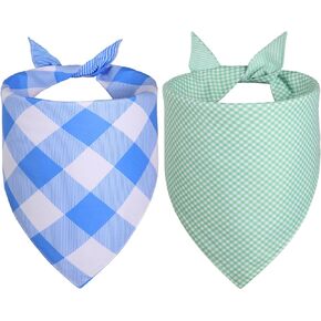 Large Dog Bandanas 2-Pack: Breathable & Reversible Summer Scarf for Large Dogs – Soft Durable Dog Accessories with Plaid Designs