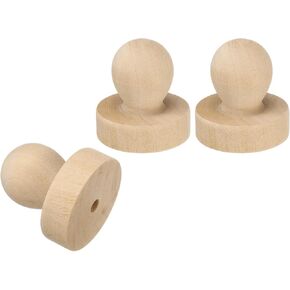 PATIKIL 25mm Stamp Wood Round Handle, 10Pcs Wooden Knobs Stamp Mounts Drawer Pulls for Stamp Making DIY Crafting Scrapbooking, Brown