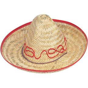 Stylish Child Sombrero with Red Check Trim (32cm) 1 Piece - Ideal Mexican Hat with Eye-Catching Design
