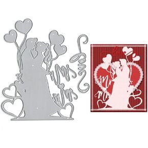 Valentines Lovers Die Cuts for Card Making, Bride Groom Wedding Cutting Dies Sets Love Heart Dies Stencils Embossing Template for Wedding Invitation Cards Photo Album Craft Decorations