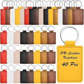 40pcs pu pu keychain key-chain blanks ، strengular leeke bey kit kit with keychain keys ، chain chain laser chain ، champing ceychains champing for keychain make diy craft ، multi colors
