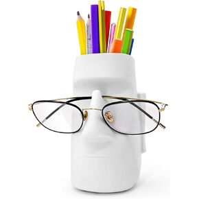 Multifunctional Handmade Eyeglass Holder and Pen Holder Desk Organizer for Office, Home Decor,Creative vase, Makeup Brush Storage (Black)