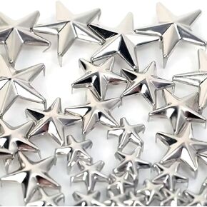 200 pcs 10mm studs للملابس ， نجم نجم الأظافر مسامير ， إكسسوارات الموضة المسامير المعدنية المسامير ， مسمار الجلد ， مناسبة لأحذية حزام حزام البانك كاب ديي الجلد (الفضة)