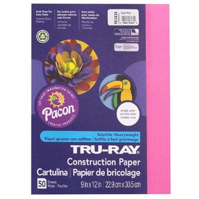 ورقة بناء Tru-Ray® ، الوردي الداكن ، 9 "× 12" ، 50 ورقة