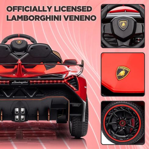 Kids Ride On Car, Licensed Lambo w/Parent Remote Control, Scissor Doors, 3 Speed Settings, Led Headlights, Music, and Rocking Feature, Supports Up to 66 Lbs for Children Ages 3-8 in Saudi Arabia