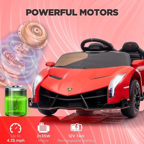 Kids Ride On Car, Licensed Lambo w/Parent Remote Control, Scissor Doors, 3 Speed Settings, Led Headlights, Music, and Rocking Feature, Supports Up to 66 Lbs for Children Ages 3-8 in Saudi Arabia