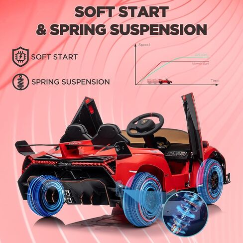Kids Ride On Car, Licensed Lambo w/Parent Remote Control, Scissor Doors, 3 Speed Settings, Led Headlights, Music, and Rocking Feature, Supports Up to 66 Lbs for Children Ages 3-8 in Saudi Arabia