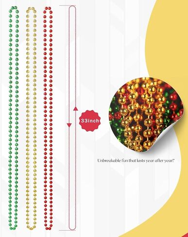 100PCS Bulk Parade Beads - Colorful Mardi Gras Bead Necklaces for Kids & Adults - Party Decorations & 33" Festival Parade Throw Accessories Bulk Beads for Wedding, Birthday in Kuwait