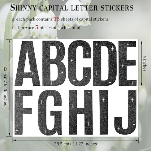 155 Pcs 15 Sheets Glitter Bulletin Board Letters 4 Inch Letter Stickers for Poster Board Stick on Letters for Bulletin Board Display Classroom School Home Decor(Green) in Kuwait