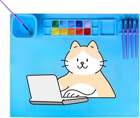 Silicone Painting Mat 20x16 Inches,Large Art Mat with Detachable Water Cup, Non-Slip Craft Trays Reusable Surface for Resin, Clay, Play Doh, DIY Arts & Crafts, Perfect Kids Gift for Girls Boys (Pink) in Saudi Arabia