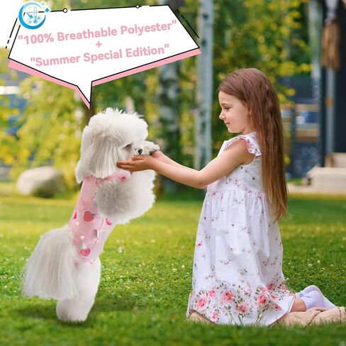 TONY HOBY Dog Pajamas Summer Dog Shirt Onesie Recovery Suit Sleeveless Puppy Jumpsuit Outfit Costume with 5-Snap Button, Soft Strawberry Print Pet Clothes for Small Dogs(Pink, Medium) in Saudi Arabia