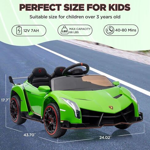 Kids Ride On Car, Licensed Lambo w/Parent Remote Control, Scissor Doors, 3 Speed Settings, Led Headlights, Music, and Rocking Feature, Supports Up to 66 Lbs for Children Ages 3-8 in Saudi Arabia