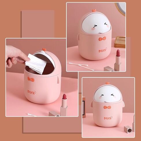 Cute Desktop Trash Can Wastebasket with 90 Trash Bags, Creative Mini Countertop Garbage Can with Lid, Small Plastic Storage Bin for Home Kitchen Dressing Office Kids Bedroom(Green) in Saudi Arabia