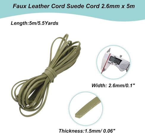 MECCANIXITY Faux Leather Cord Suede Cord, 5.5 Yards 2.6mm String Flat Rope Thread for Bracelet Necklace Beading Jewelry DIY Art Crafts, Yellow, 1 Pack in Saudi Arabia